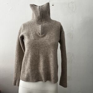 Charter Club Cashmere Sweater SM Zip Oatmeal turtleneck Quiet Luxury Minimalist